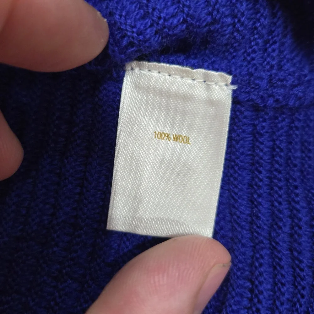 Kate Spade Cobalt Blue 100% Wool Knit Fit Flare Dress Size XS Scoop Neck 2010s